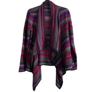 Lauren Ralph Lauren Striped Draped Open Cardigan PM Cotton Linen